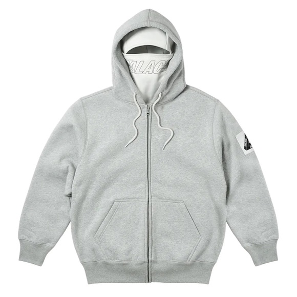 NWT 2023 PALACE FACEMASK SHEARLING THERMAL ZIP HOODIE GREY SZ. SMALL - Picture 15 of 16